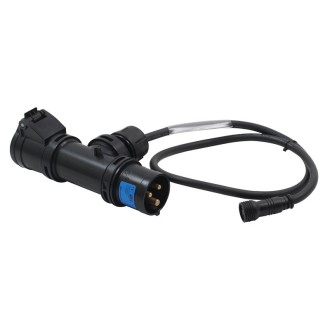 LEDJ PCE 16A Black T-Connector to LEDJ IP Socket 1m Cable