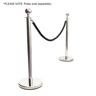 eLumen8 Chrome Barrier Rope, Black Twisted