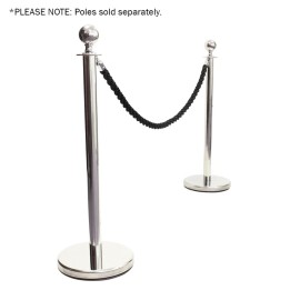 eLumen8 Chrome Barrier Rope, Black Twisted