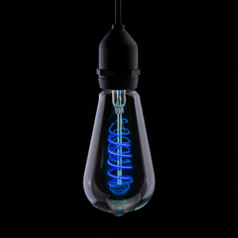 Prolite 4W LED ST64 Spiral Funky Filament Lamp ES, Blue