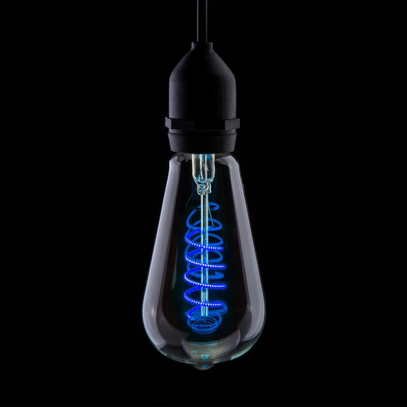 Prolite 4W LED ST64 Spiral Funky Filament Lamp ES, Blue
