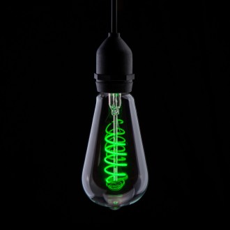 Prolite 4W LED ST64 Spiral Funky Filament Lamp ES, Green