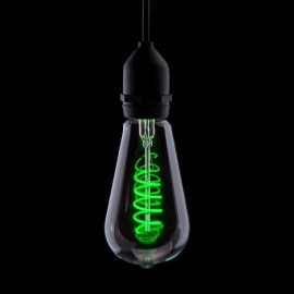 Prolite 4W LED ST64 Spiral Funky Filament Lamp ES, Green