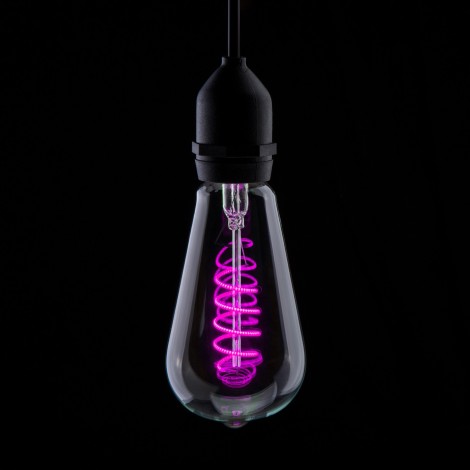 Prolite 4W LED ST64 Spiral Funky Filament Lamp ES, Magenta