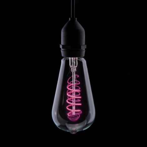 Prolite 4W LED ST64 Spiral Funky Filament Lamp ES, Pink