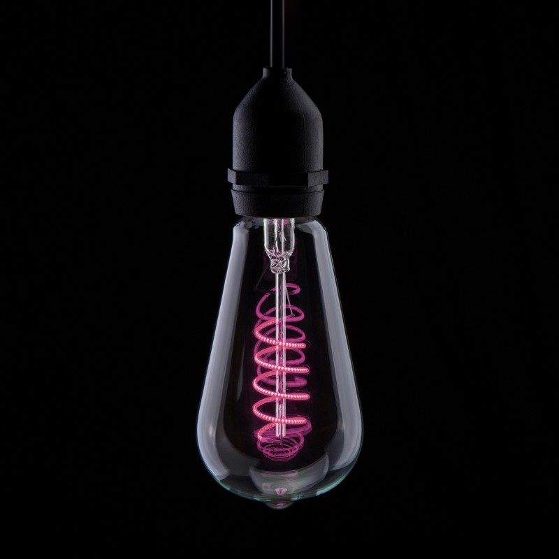 Prolite 4W LED ST64 Spiral Funky Filament Lamp ES, Pink
