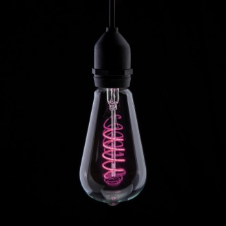 Prolite 4W LED ST64 Spiral Funky Filament Lamp ES, Pink