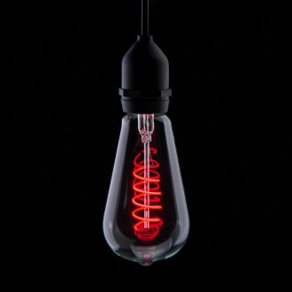 Prolite 4W LED ST64 Spiral Funky Filament Lamp ES, Red