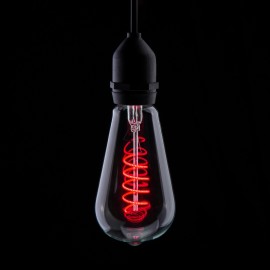 Prolite 4W LED ST64 Spiral Funky Filament Lamp ES, Red