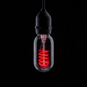 Prolite 4W LED T45 Funky Spiral Filament Lamp ES, Red