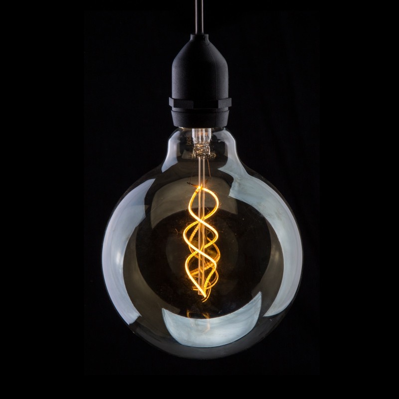Prolite 4W Dimmable LED G125 Globe Smoked Spiral Filament Lamp 2200K ES