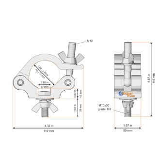 Global Truss Half Coupler (823QT) HEX Head Bolt Black