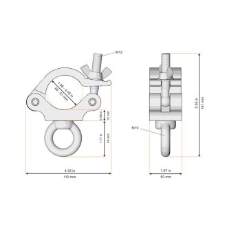Global Truss Coupler with Eye Nut TUV (5033-B) Black