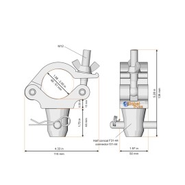 Global Truss F31/F32/F33/F34 Half Coupler to Half Conical Black (5034-PLB)