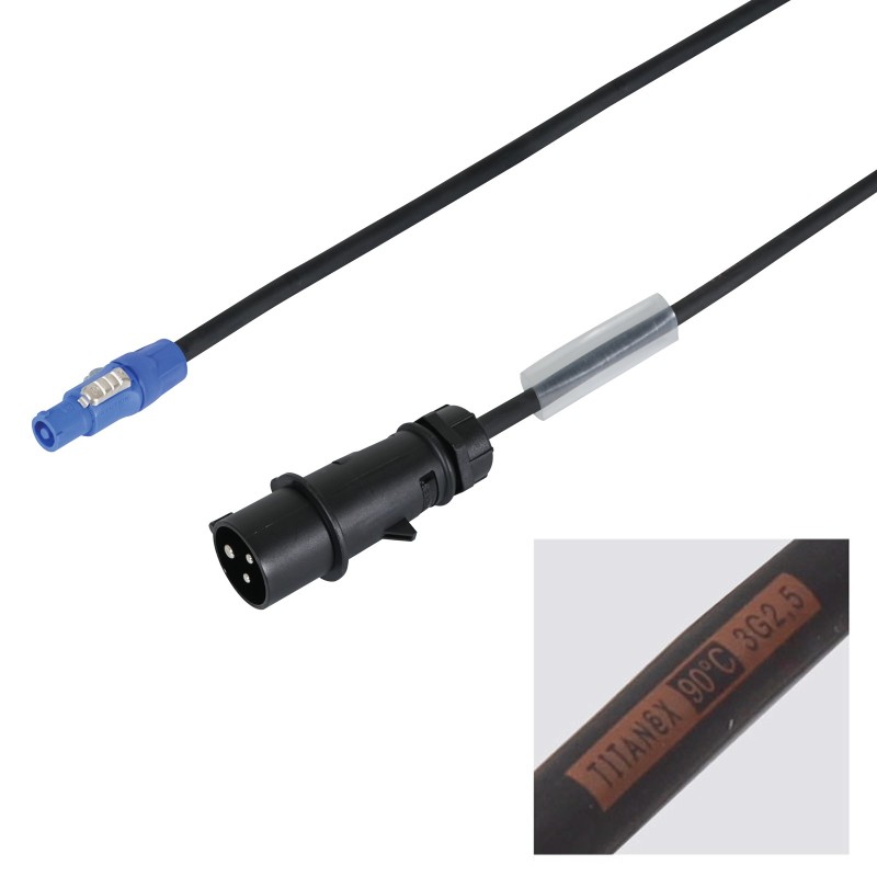 1m 2.5mm 16A Male Mennekes - PowerCON Cable