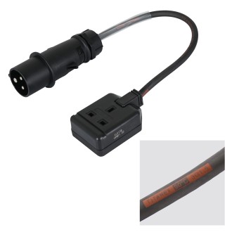 0.35m Mennekes Black 16A Plug to 13A Socket Cable