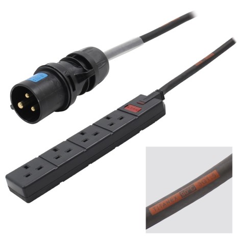 5m 16A Plug to 4 Gang 13A Socket Cable