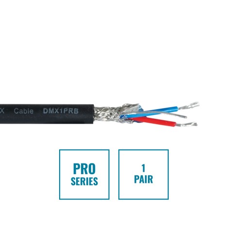 PRO Screened 1 Pair DMX Cable DMX1PRB, 100m Drum Black