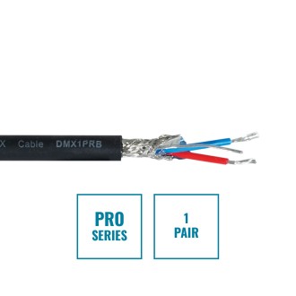 PRO Screened 1 Pair DMX Cable DMX1PRB, 100m Drum Black