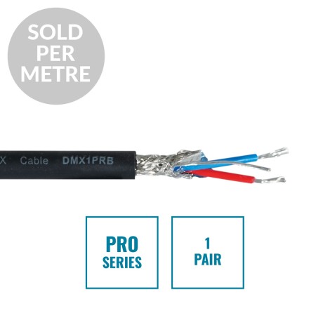PRO Screened 1 Pair DMX Cable DMX1PRB, Cut Length Black