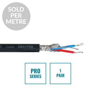 PRO Screened 1 Pair DMX Cable DMX1PRB, Cut Length Black