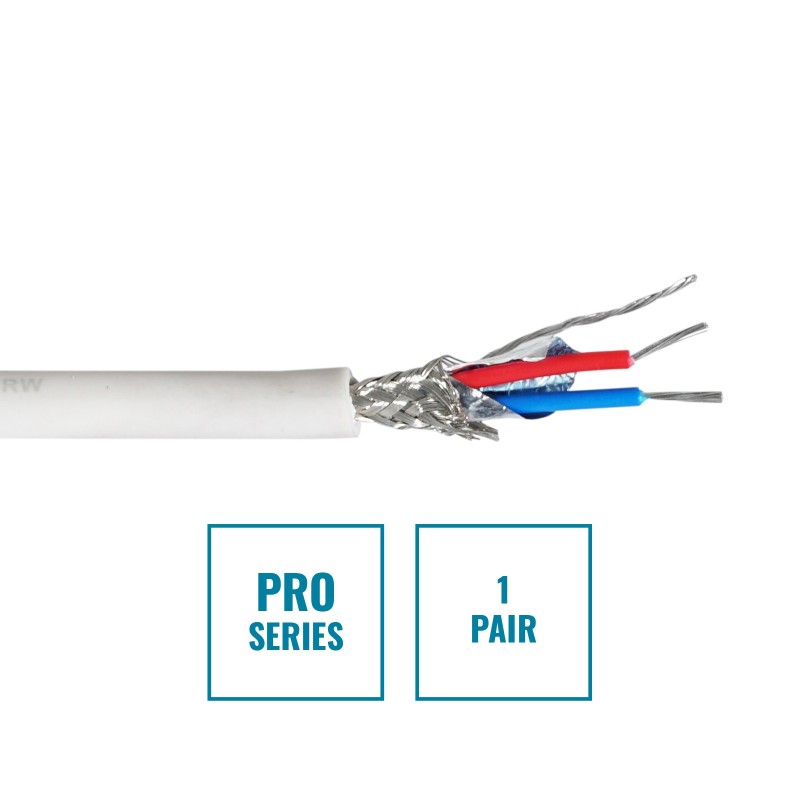 PRO Screened 1 Pair DMX Cable DMX1PRW, 100m Drum White
