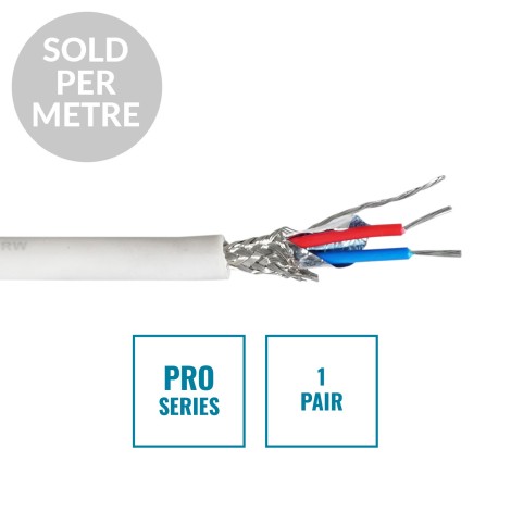 PRO Screened 1 Pair DMX Cable DMX1PRW, Cut Length White