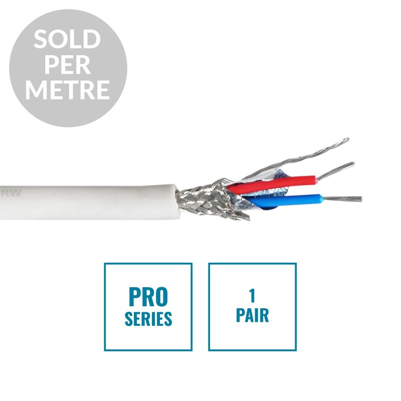 PRO Screened 1 Pair DMX Cable DMX1PRW, Cut Length White