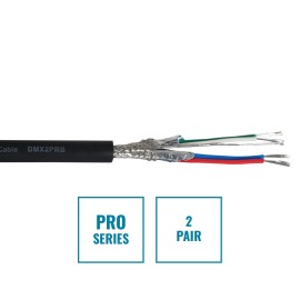 PRO Screened 2 Pair DMX Cable DMX2PRB, 100m Drum Black