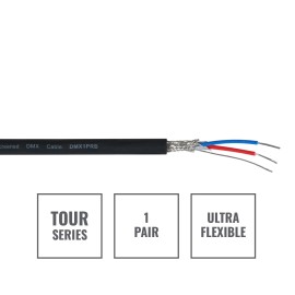 TOUR Screened 1 Pair DMX Cable DMX1PRB, 100m Drum Black