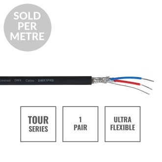 TOUR Screened 1 Pair DMX Cable DMX1PRB, Cut Length Black