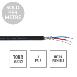 TOUR Screened 1 Pair DMX Cable DMX1PRB, Cut Length Black