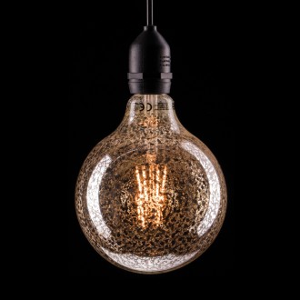 6W Dimmable LED G125 Globe Crackle Filament Lamp 2100K ES