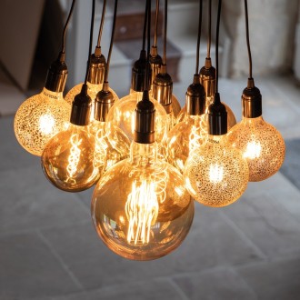 6W Dimmable LED G125 Globe Crackle Filament Lamp 2100K ES