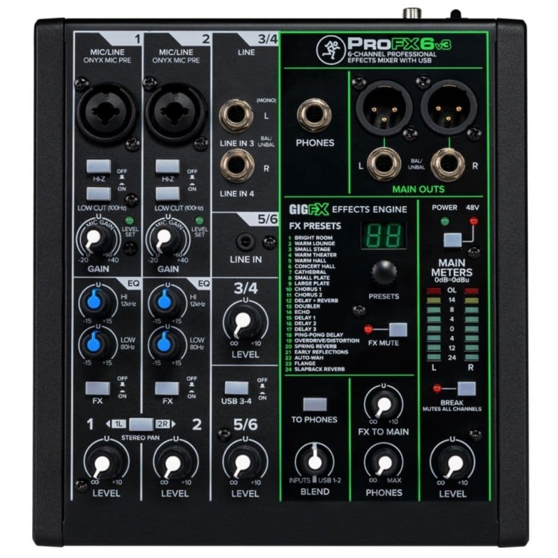 Mackie ProFX6v3 - 6 Channel Effects USB Mixer
