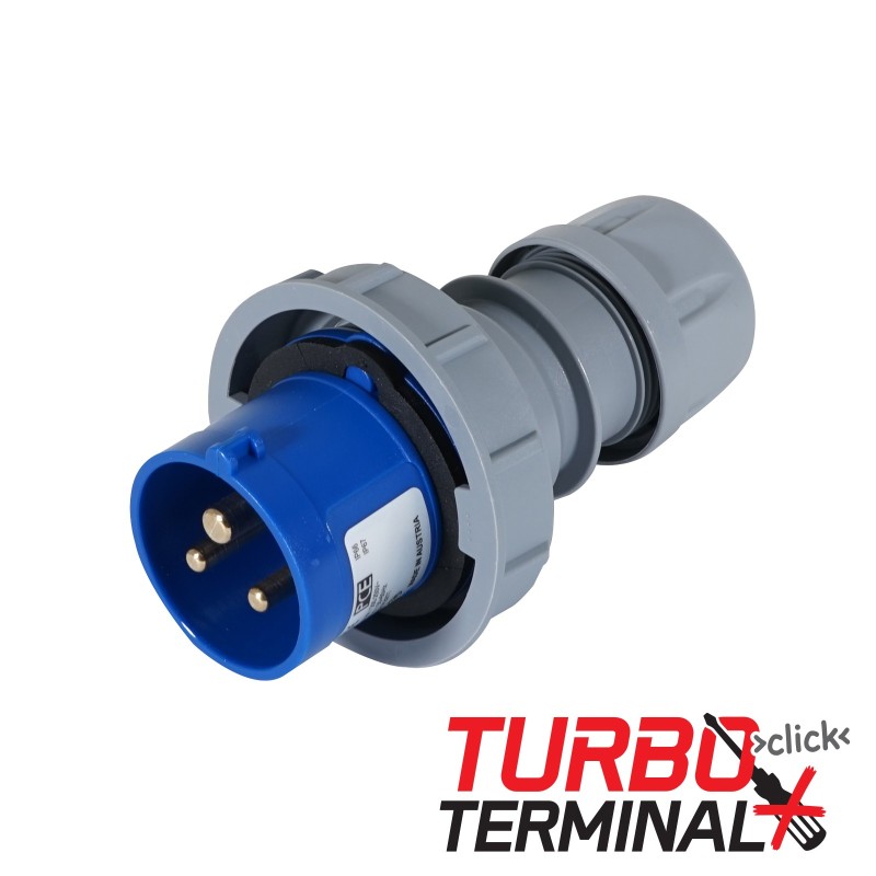 16A 230V 2P+E IP67 Plug Grey (0132-6tt)