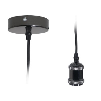 E27 Pendant Kit - Black Chrome with Black Fabric Cord