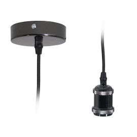 E27 Pendant Kit - Black Chrome with Black Fabric Cord