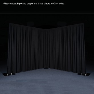 3 x 1.2m Black Pleated Pipe and Drape Curtain