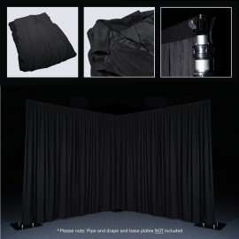3 x 3m Black Pleated Pipe and Drape Curtain