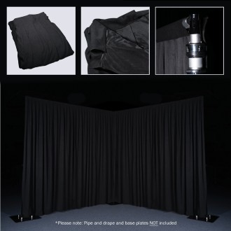3 x 5m Black Pleated Pipe and Drape Curtain