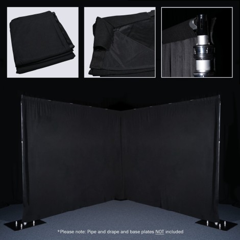3 x 1.2m Black Pipe and Drape Curtain