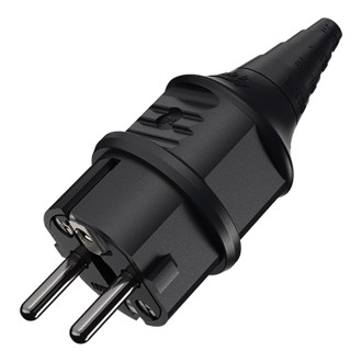 16A 230V 2P+E IP44 Black Schuko Plug (10754)