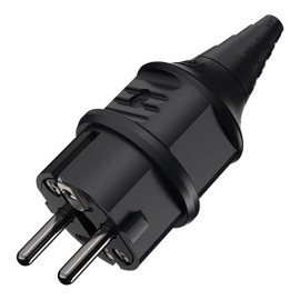 16A 230V 2P+E IP44 Black Schuko Plug (10754)