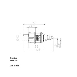 16A 230V 2P+E IP44 Black Schuko Plug (10754)