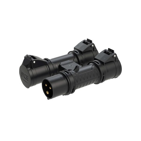 H-CONNECT 240V 16A 2P+E Three Way Splitter