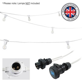 10m BC Heavy Duty White Rubber Festoon, 0.33m Spacing with 16A Plug and Socket