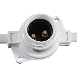 10m BC Heavy Duty White Rubber Festoon, 0.33m Spacing with 16A Plug and Socket
