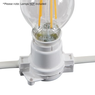 10m BC Heavy Duty White Rubber Festoon, 0.33m Spacing with 16A Plug and Socket