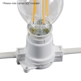 10m BC Heavy Duty White Rubber Festoon, 0.33m Spacing with 16A Plug and Socket